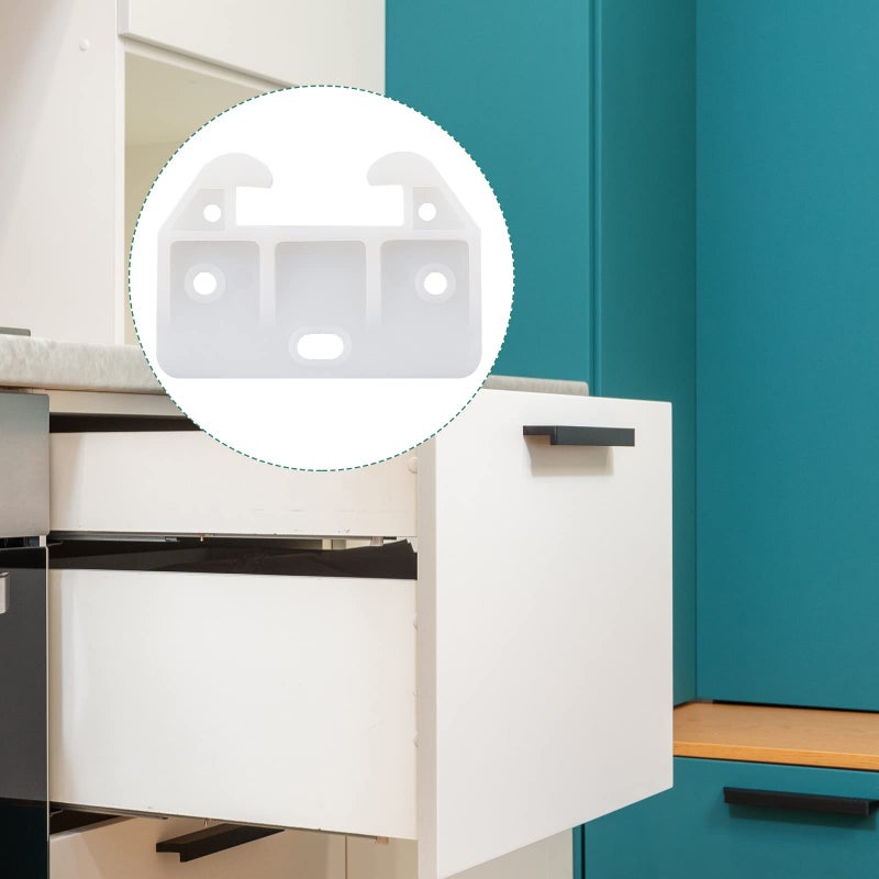 Litoexpe 11 Pieces White Plastic Drawer Guides Rear Drawer Replacement Guides Brackets with Screws  Drawer Track Parts for Furniture  Dressers  Wardrobe (59x41x16.5mm) - Image 5